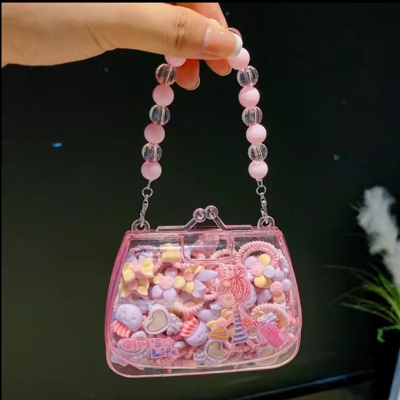 Mini Pink Sparkle handbag with Hair Accessories Set - Picture 8 of 14